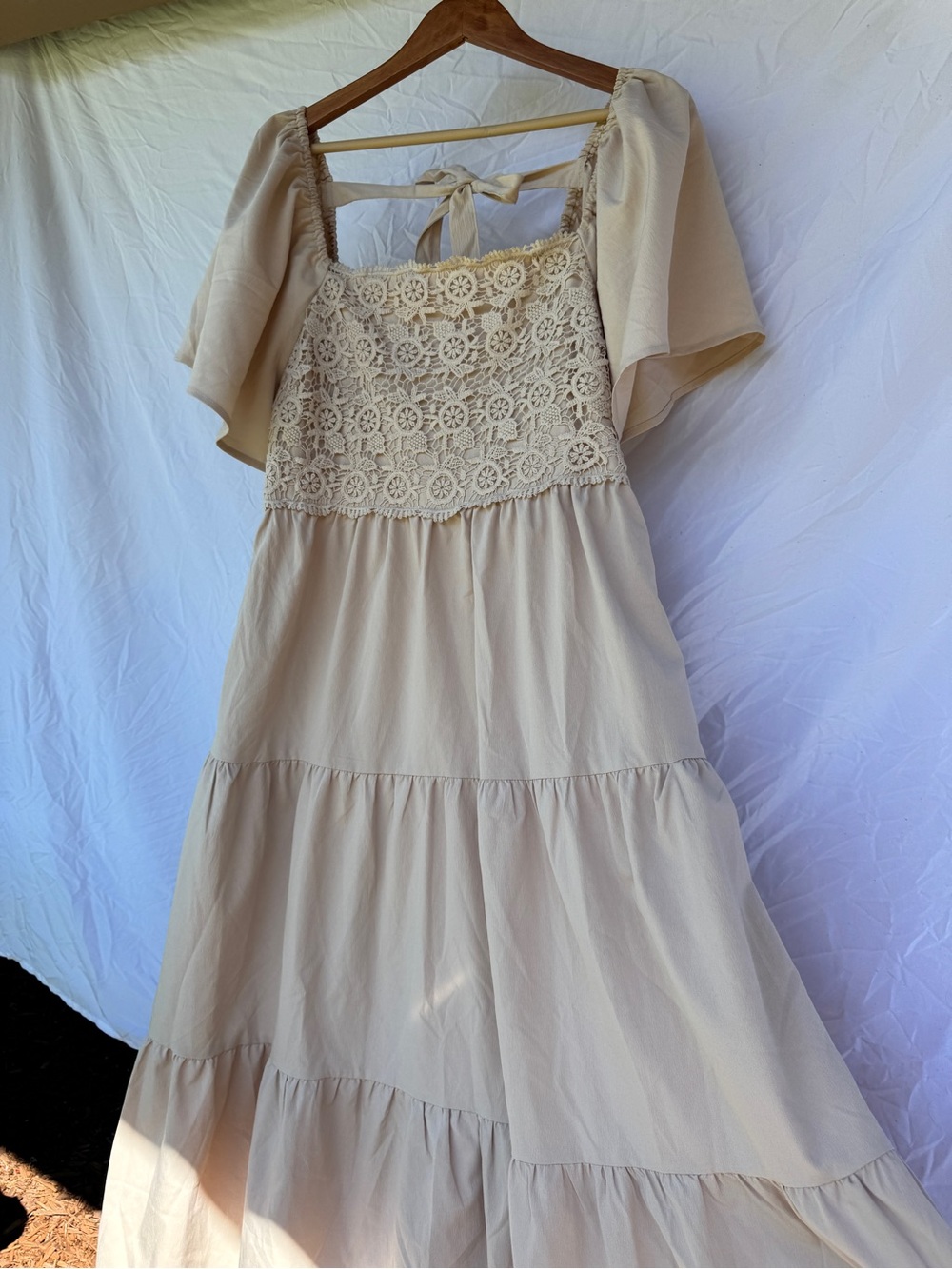 Baltic Born Fauna Lace Top Dress Natural L NWT Cottagecore Crochet Wedding Midi